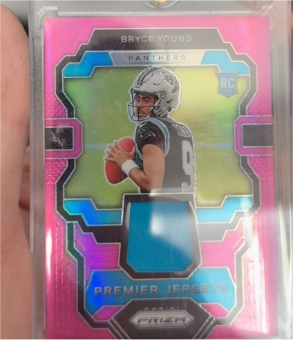 2023 Panini Prizm Premier Jerseys Pink #PJ-BY Bryce Young — front