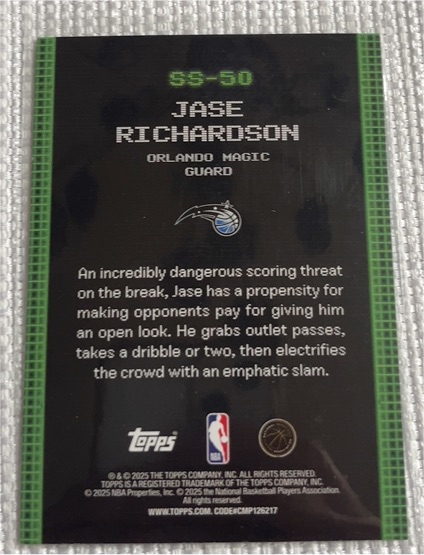 2025 Topps #SS-50 Jase Richardson — front
