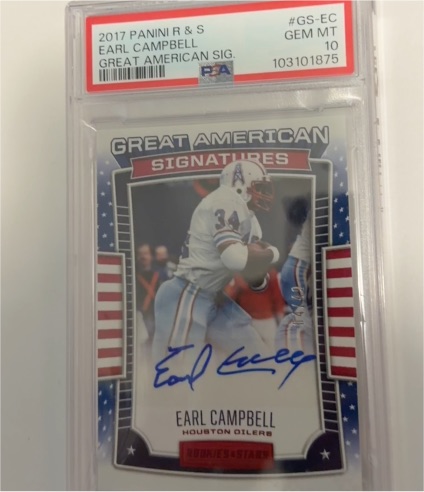 2017 Panini Rookies & Stars #GS-EC Earl Campbell Great American Signatures — front