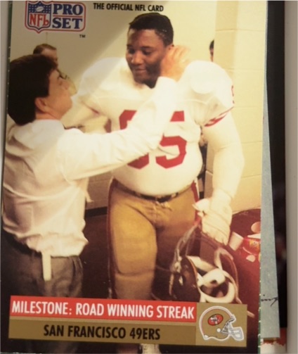 1991 Pro Set #26 San Francisco 49ers Milestone: Road Winning Streak — front