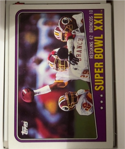 1988 Topps #1 Super Bowl XXII Washington Redskins Defense — front