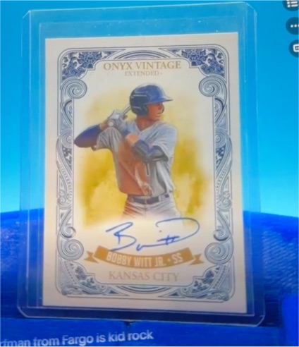 2021 Onyx Vintage Extended Bobby Witt Jr. Blue Ink On Card Auto Royals — front