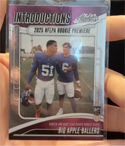 2025 Panini Absolute Introductions #I-ACR Big Apple Ballers Abdul Carter & Jaxson Dart — front