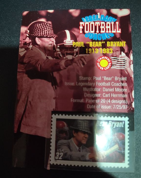 1997 Stampers Legendary Football Coaches Paul "Bear" Bryant — front