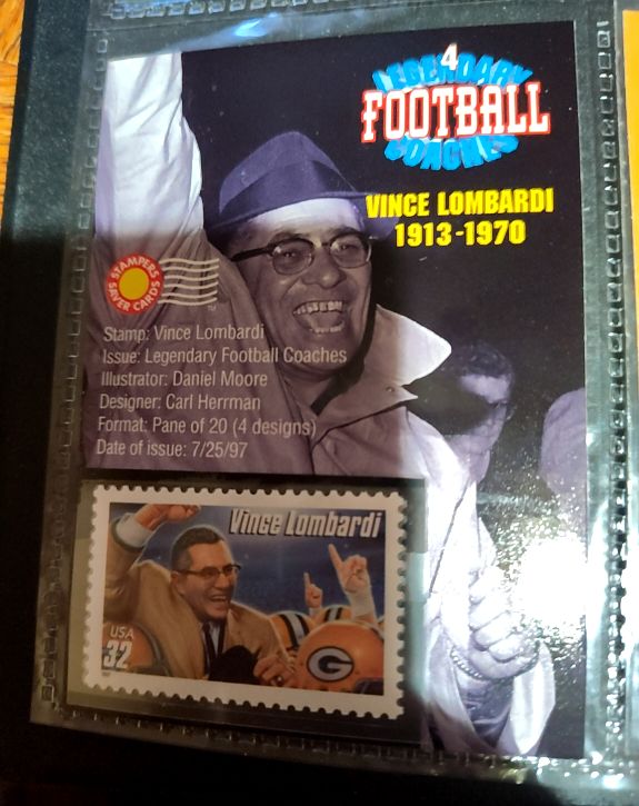 1997 USPS Legendary Football Coaches Vince Lombardi Stamp — front