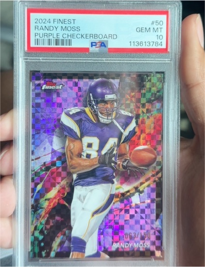 2024 Topps Finest #50 Randy Moss Purple Checkerboard — front