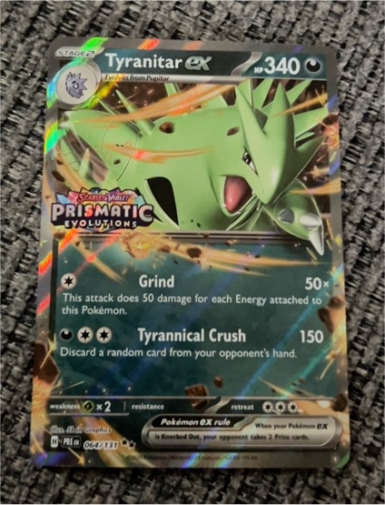 2022 Pokémon Scarlet & Violet Prismatic Evolutions #064 Tyranitar ex — front