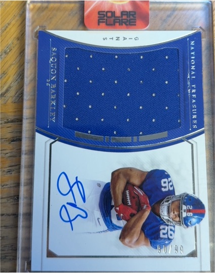 2018 Panini National Treasures Rookie Material Signatures Saquon Barkley #RMS-SB — front