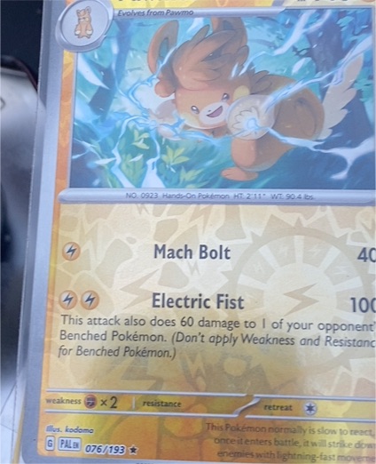 2023 Pokémon SV02: Paldea Evolved #076 Pawmot Reverse Holo — front