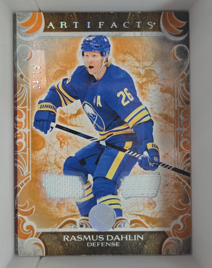 2024-25 Upper Deck Artifacts #47 Rasmus Dahlin Orange Materials — front