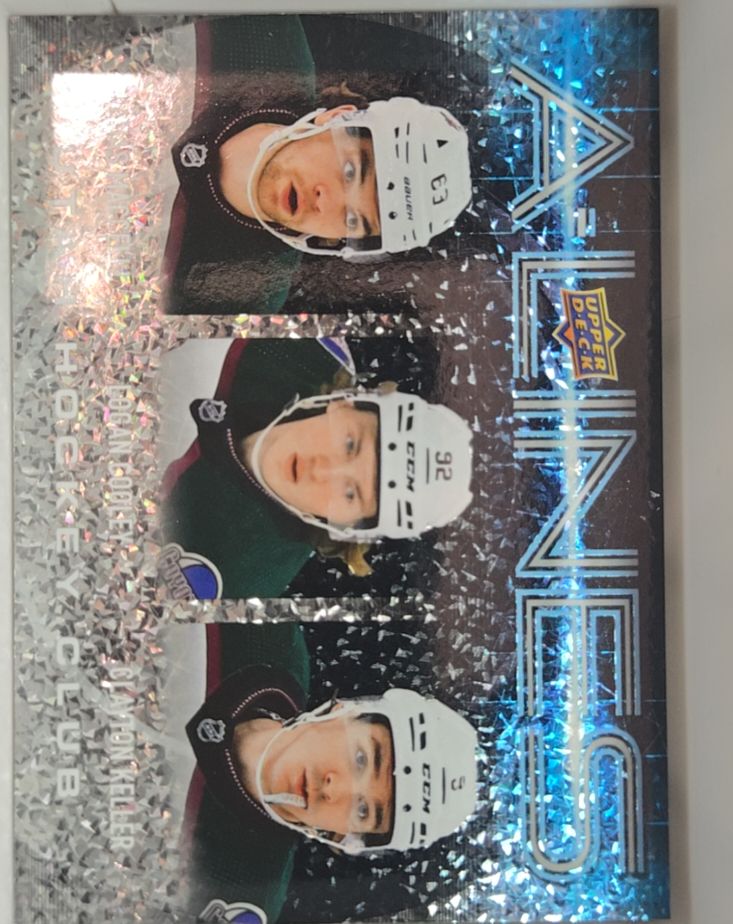 2024-25 Upper Deck Series 1 A-Lines #AL-2 Matias Maccelli/Logan Cooley/Clayton Keller — front