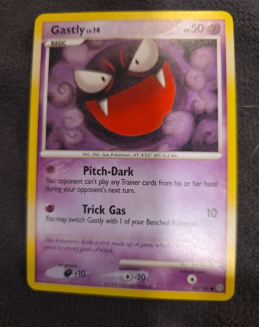 2008 Nintendo Pokémon Stormfront #62 Gastly — front