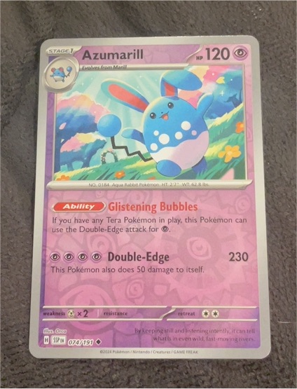 2024 Pokémon SV08: Surging Sparks #074 Azumarill — front