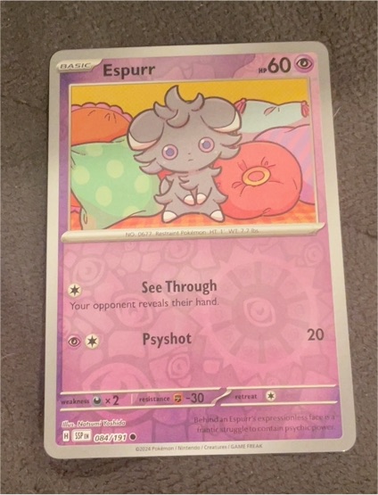 2024 Pokémon SV08 Surging Sparks #084 Espurr — front