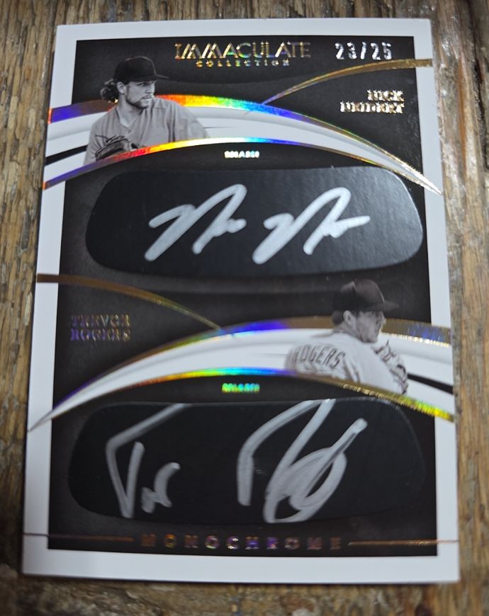 2021 Panini Immaculate Collection Monochrome Dual Auto #23/25 Trevor Rogers Nick Neidert — front