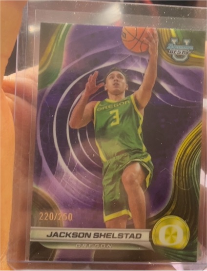 2024-25 Bowman Best University Purple Refractor #220 Jackson Shelstad — front