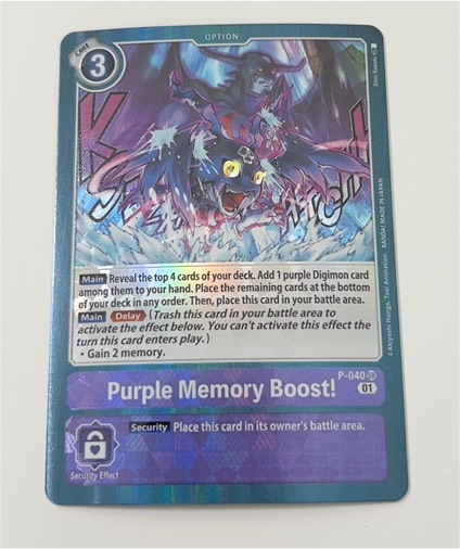 Digimon P-040 Purple Memory Boost! — front