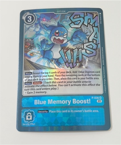 2020 Digimon Card Game P-036 Blue Memory Boost! — front