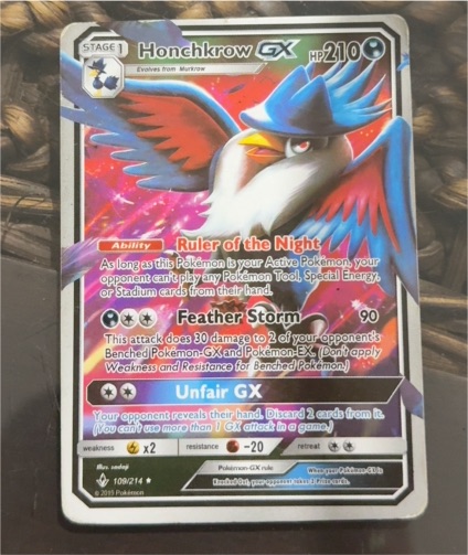 2019 Pokémon Sun & Moon Unbroken Bonds #109 Honchkrow GX — front