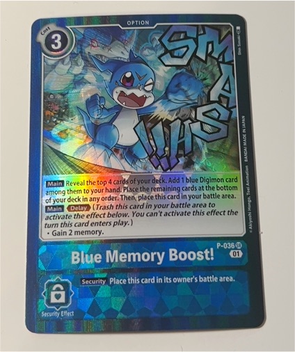 2020 Digimon Card Game #P-036 Blue Memory Boost! — front