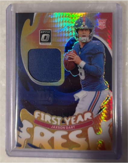 2025 Panini Donruss Optic #FYFBH-JDA Jaxson Dart First Year Fresh Rookie Patch — front