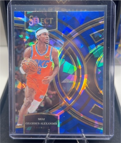 2023-24 Panini Select Premier Level #144 Shai Gilgeous-Alexander Blue Cracked Ice — front