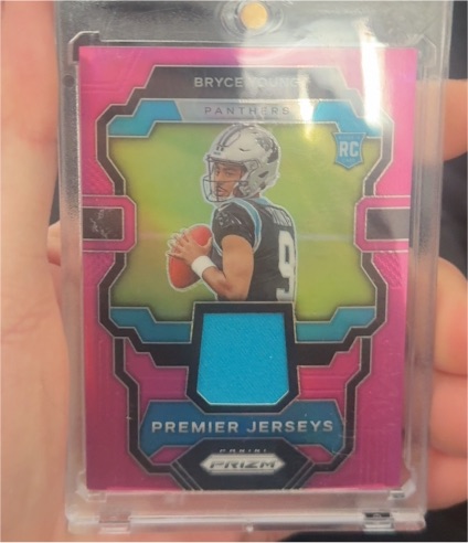 2023 Panini Prizm Premier Jerseys Pink Prizm #PJ-BY Bryce Young — front