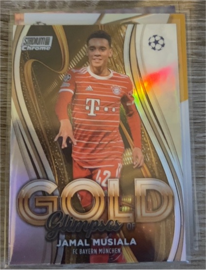 2022-23 Topps Stadium Club Chrome UEFA Glimpses of Gold #GG-JM Jamal Musiala — front