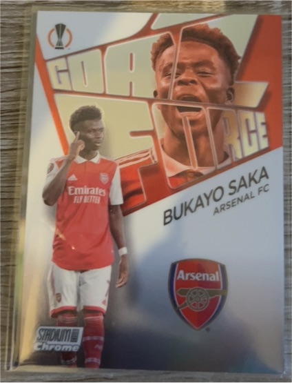 2022-23 Topps Stadium Club Chrome UEFA Goal Force #GF-BS Bukayo Saka — front