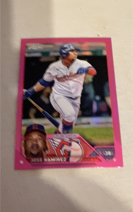 2023 Topps Chrome #38 Jose Ramirez Pink Refractor Cleveland Guardians — front
