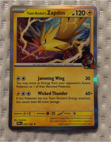 2025 Pokémon TCG Team Rocket's Zapdos #070/182 — front