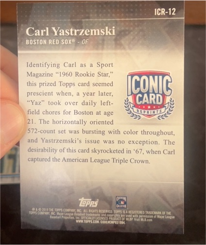 2014 Topps Iconic Card Reprints #ICR-12 Carl Yastrzemski — front