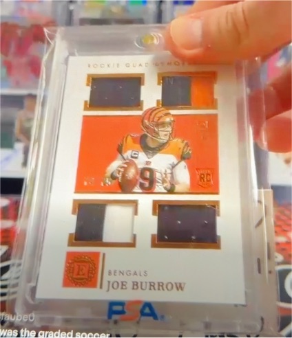 2020 Panini Elite Encased #9 Joe Burrow Rookie Quad Memorabilia Patch — front