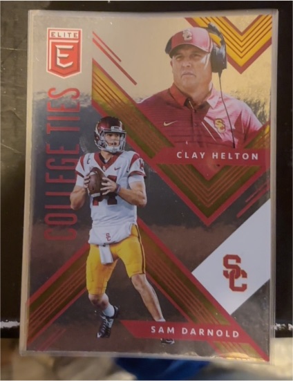 2018 Panini Elite Draft Picks #1 Sam Darnold Clay Helton College Ties — front