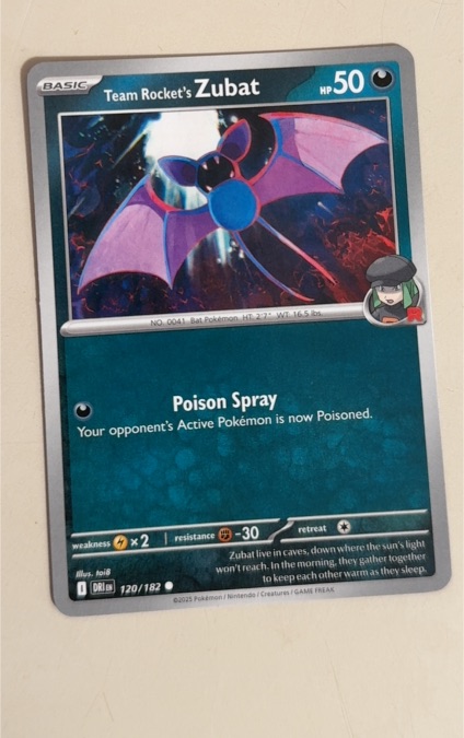 2023 Pokémon Destined Rivals #120 Team Rocket's Zubat — front