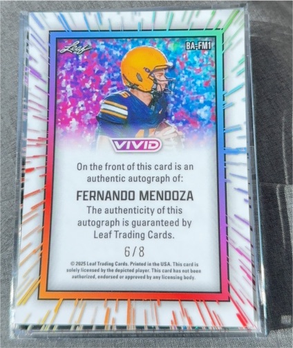 2025 Leaf Vivid #BA-FM11 Fernando Mendoza — front