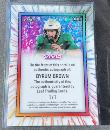 2025 Leaf Vivid #BA-BB1 Byrum Brown — front