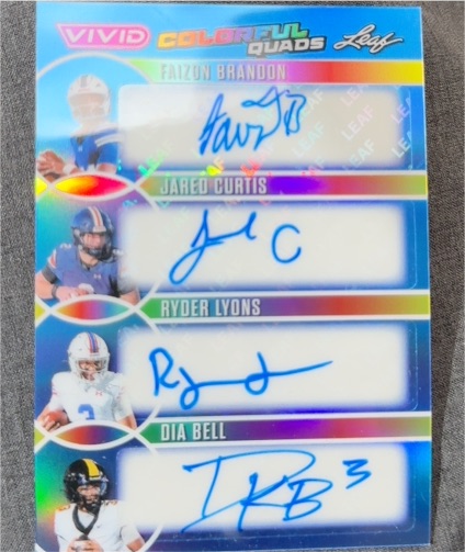2025 Leaf Vivid Colorful Quads #CQ-5 Faizon Brandon/Jared Curtis/Ryder Lyons/Dia Bell — front