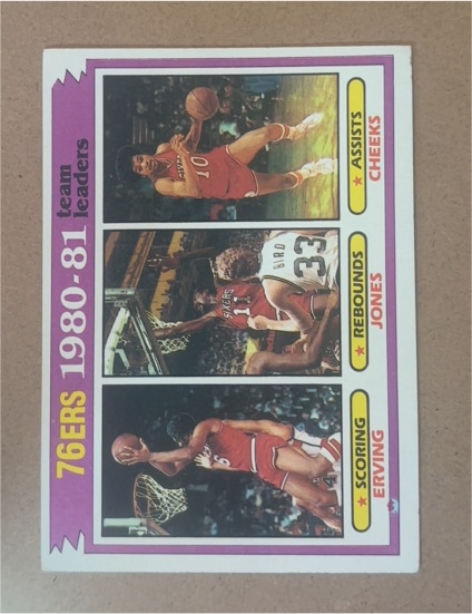 1981-82 Topps #59 Julius Erving / Caldwell Jones / Maurice Cheeks — front