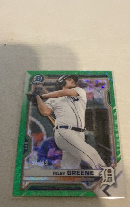 2021 Bowman Chrome #BCP-4 Riley Greene — front