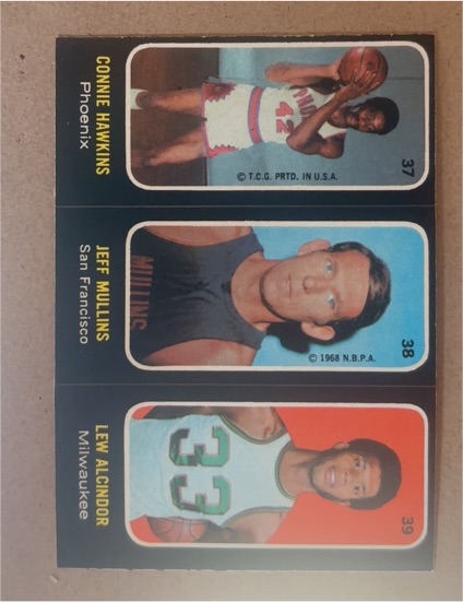 1971 Topps Basketball Stickers #37-39 Connie Hawkins Jeff Mullins Lew Alcindor — front