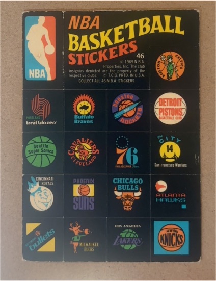 1971 Topps Stickers Basketball #46 NBA Team Logo Stickers — front