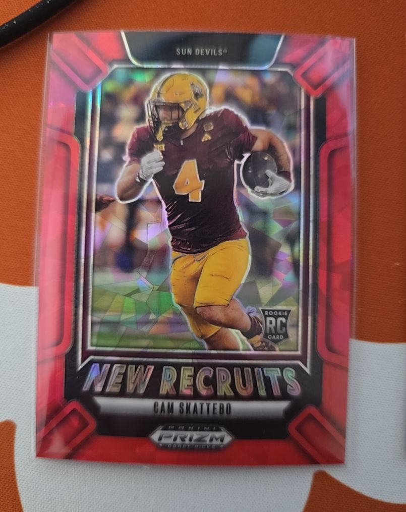 2025 Panini Prizm Draft Picks #10 Cam Skattebo New Recruits Red Ice Prizm Rookie Card — front