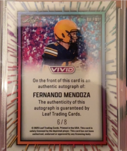 2025 Leaf Vivid #BA-FM1 Fernando Mendoza — front