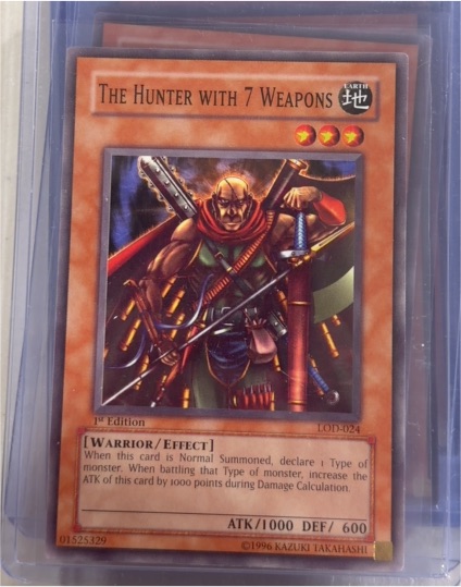 1999 Yu-Gi-Oh! Legacy of Darkness #LOD-024 The Hunter with 7 Weapons — front