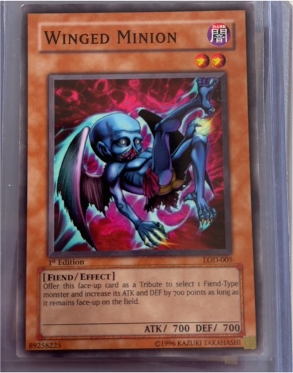 1996 Yugioh #LOD-005 Winged Minion — front