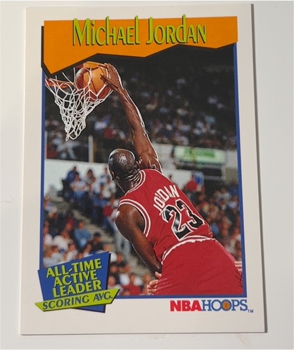 1991-92 NBA Hoops #536 Michael Jordan All-Time Active Leader Scoring Avg — front