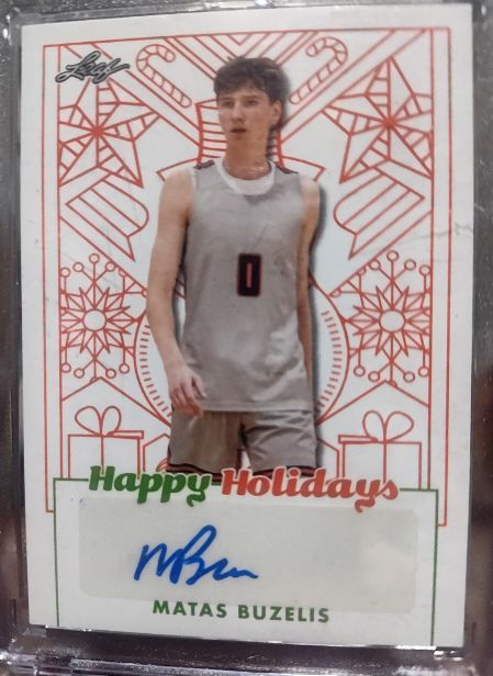 2023 Leaf Happy Holidays #BA-MB1 Matas Buzelis — front