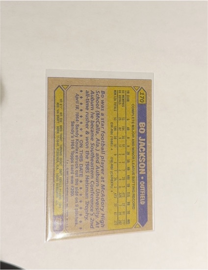 1987 Topps #170 Bo Jackson — front