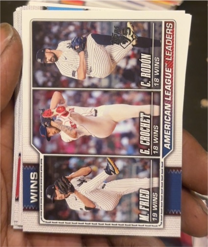 2026 Topps Series 1 #130 Max Fried/Garrett Crochet/Carlos Rodón (League Leaders) — front